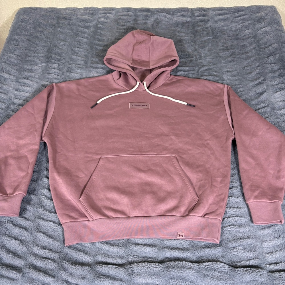Under Armour Project Rock Womens Hoodie Large Mauve Pink Pullover Sweatshirt L